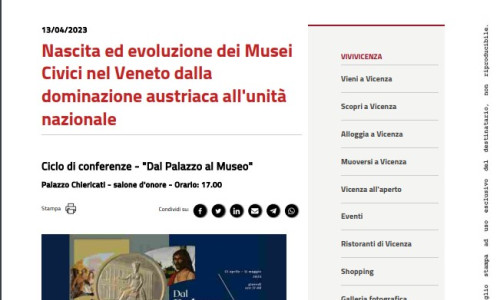10-04-23 CdV. Nascita ed evoluzione dei Musei Civici nel Veneto dalla dominazione austriaca all'unità nazionale.