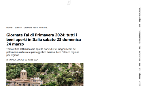 20-03-24 Quotidiano.net - Giornate Fai di Primavera 2024: tutti i beni aperti in Italia sabato 23 domenica 24 marzo