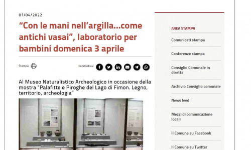 Comune di Vicenza: “Con le mani nell’argilla...come antichi vasai”, laboratorio per bambini domenica 3 aprile