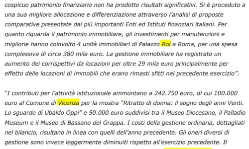 29 ottobre 2020 - Vicenza più - Fondazione Roi, approvato bilancio 2019: “perdita di 132470 euro”