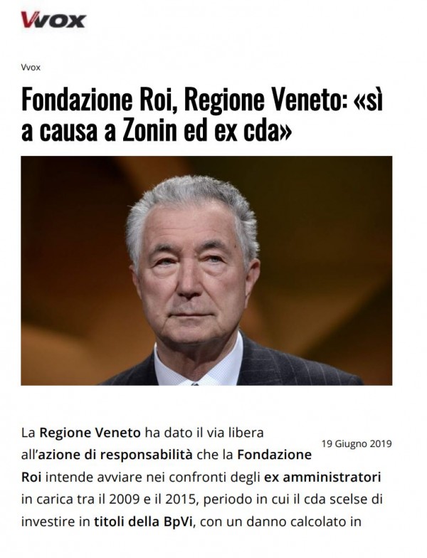 19 giugno 2019 - VVox - Fondazione Roi, Regione Veneto: 