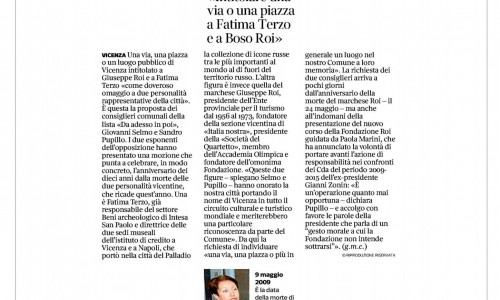 22 maggio 2019 - Corriere del Veneto -Intitolare una via o una piazza a Fatima Terzo e a Boso Roi