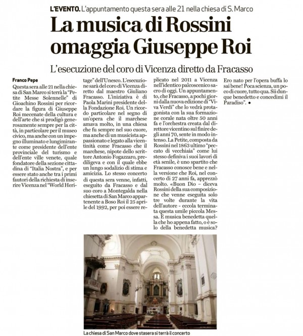 28 giugno 2019 - GdV - La musica di Rossini omaggia Giuseppe Roi