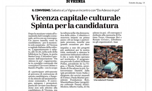 6 giugno 2019 - GDV - Vicenza capitale culturale. Spinta per la candidatura