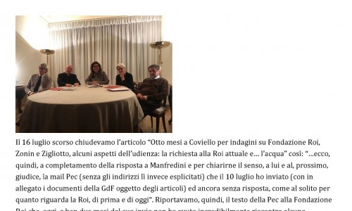 9 settembre 2019 - VicenzaPiù - Fondazione Roi muta su beni forse asportati (GdF) e azione contro Zonin